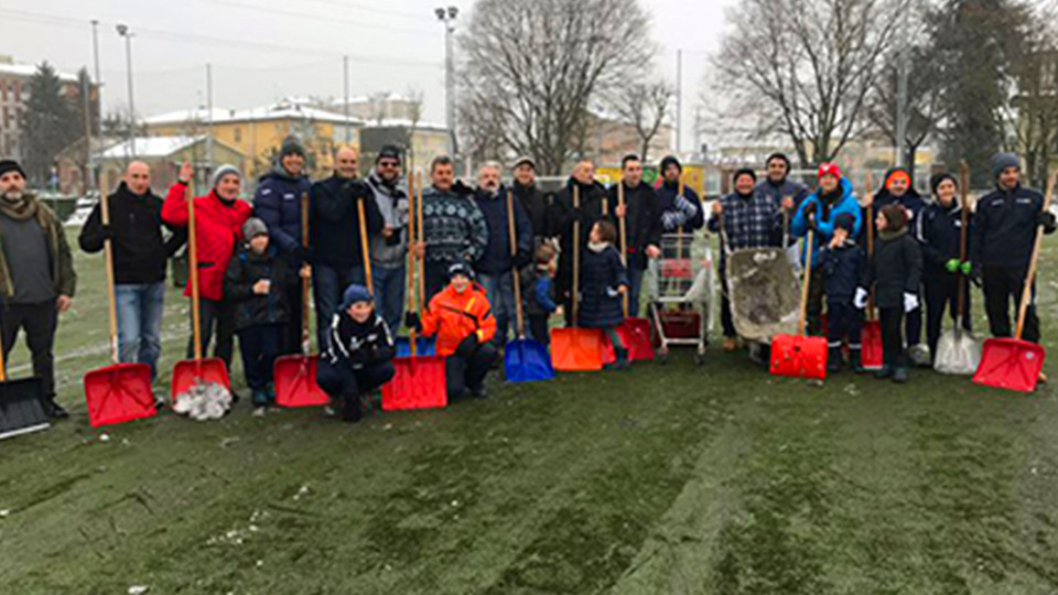 Tutti a pulire i campi dalla neve Spes Borgotrebbia